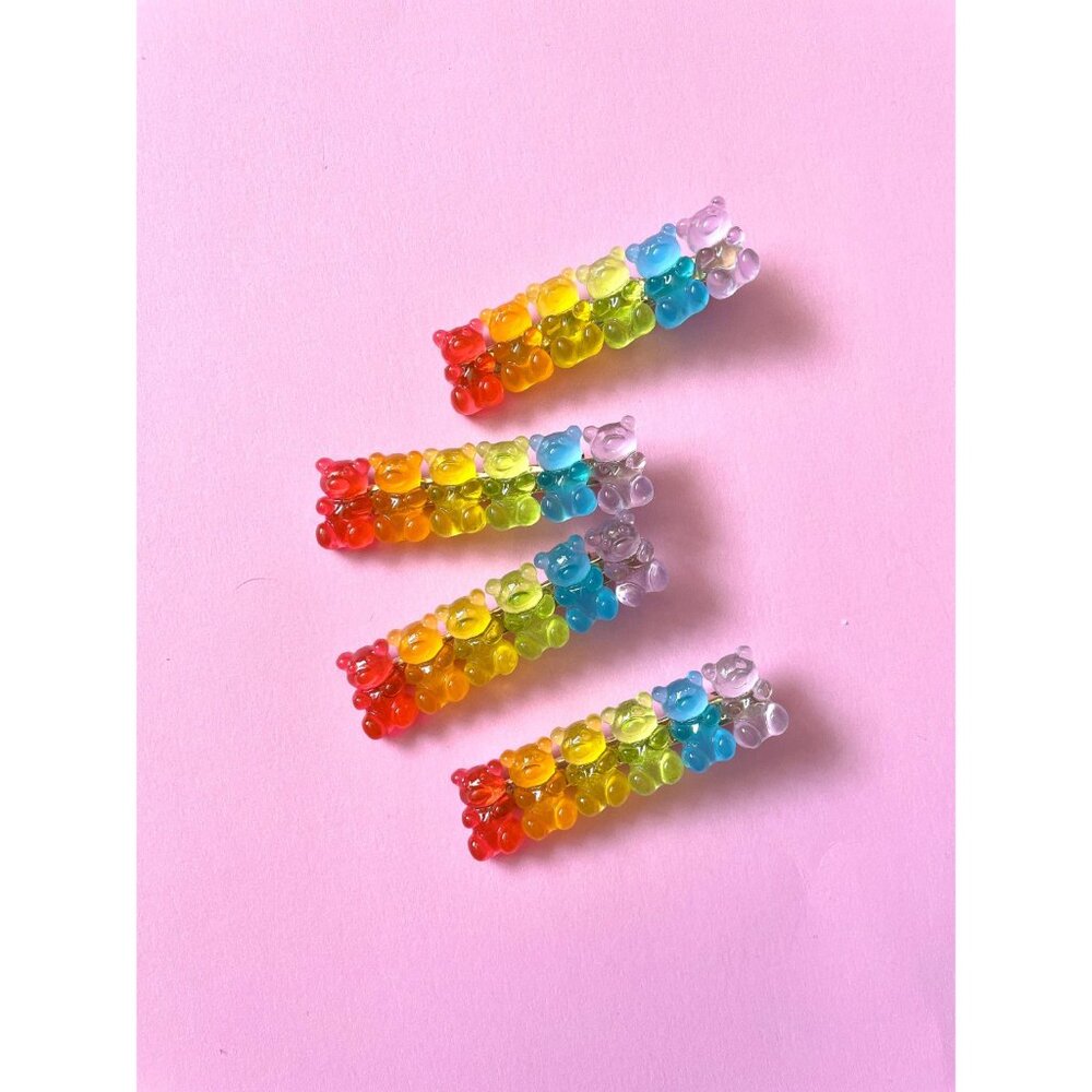 Gummy Bear Hair Clip Candy Rainbow Colour Hair Barrette For Girls - Picture 2 of 9